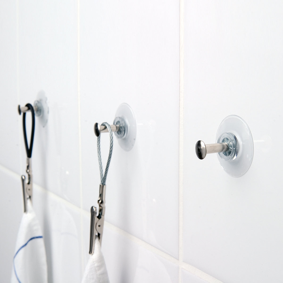 Design-Handtuchhalter-Set 2-teilig: 1 Stück Aufhänger für Geschirrtücher/Handtücher sowie 1 Stück Saugnapf-Knopf