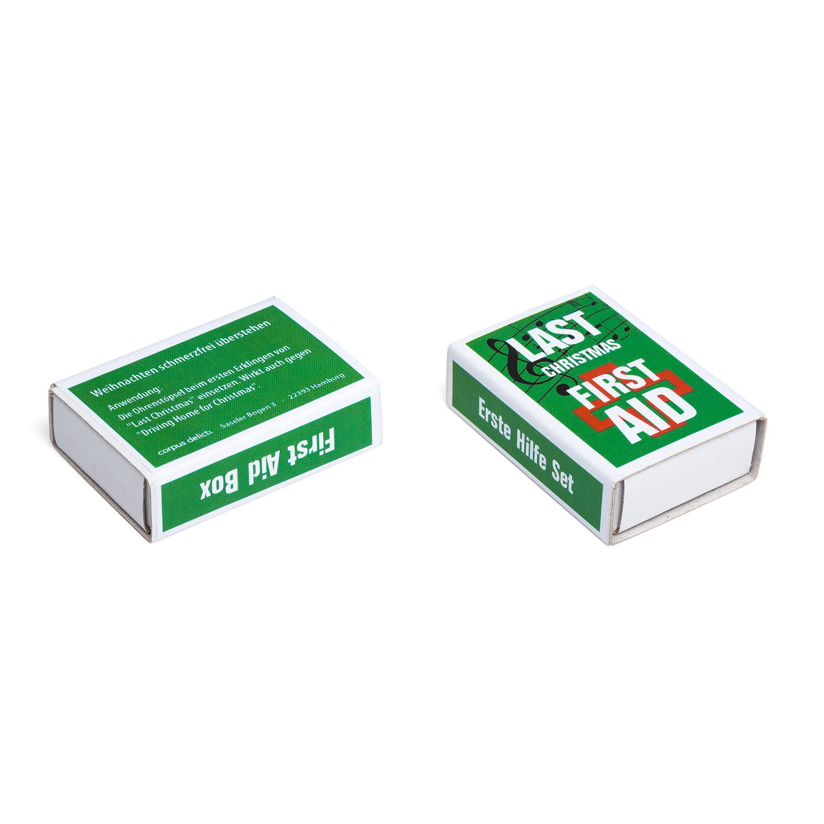 Last Christmas First Aid - Ohrenstöpsel mit dekorativer Streichholzschachtel