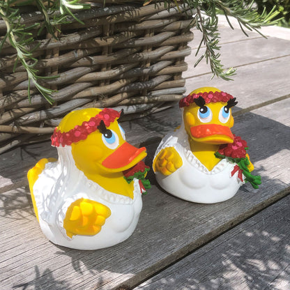 Quietscheente Bräute-Paar / Ente Braut + Braut 2er Set Mrs & Mrs