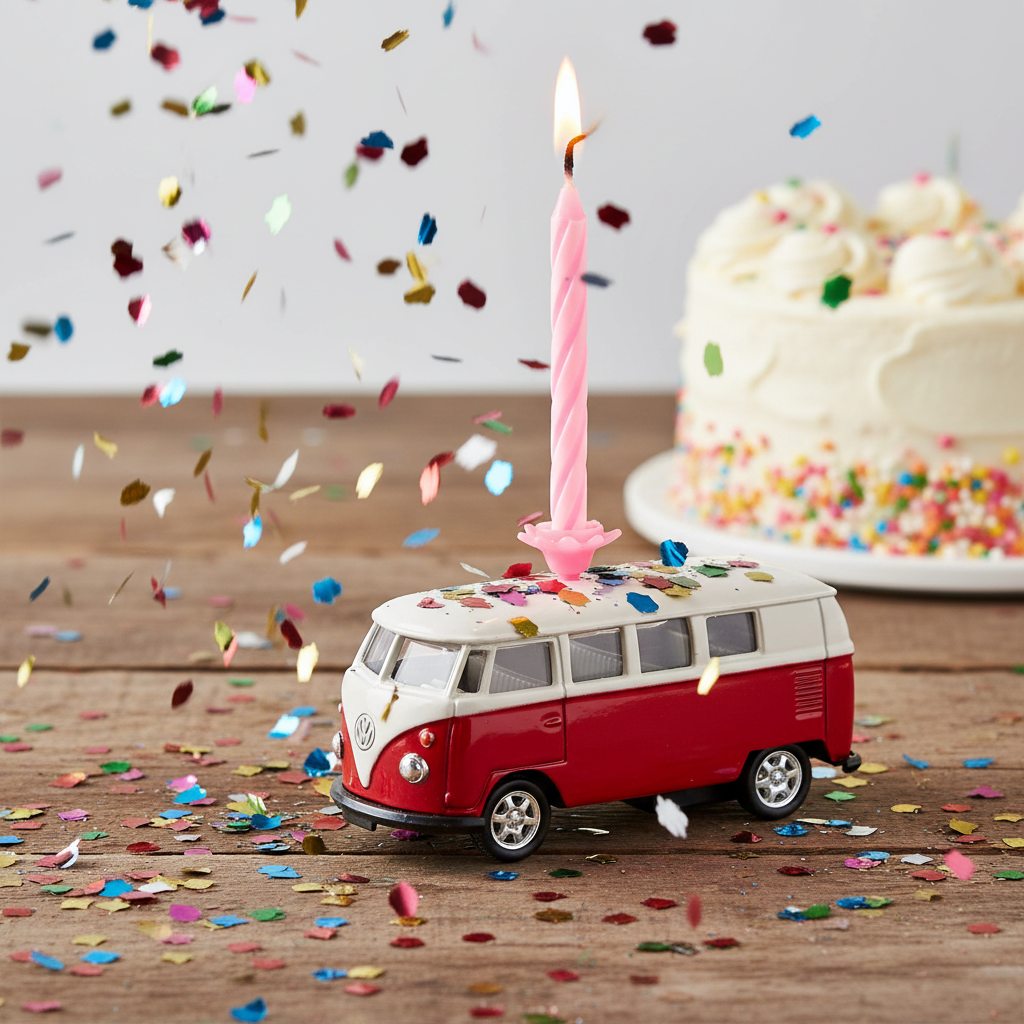 Kerze auf Rädern – VW Bus