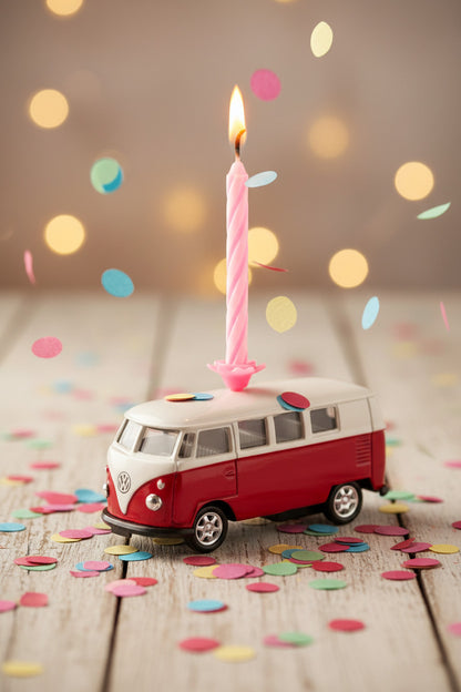 Kerze auf Rädern – VW Bus